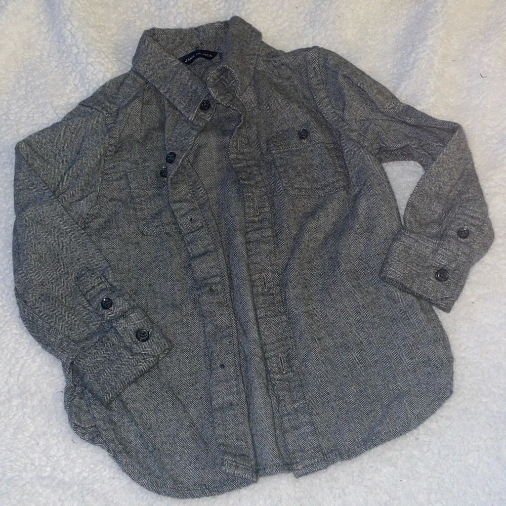 Janie and Jack soft, gray, button down shirt, size 18-24 months